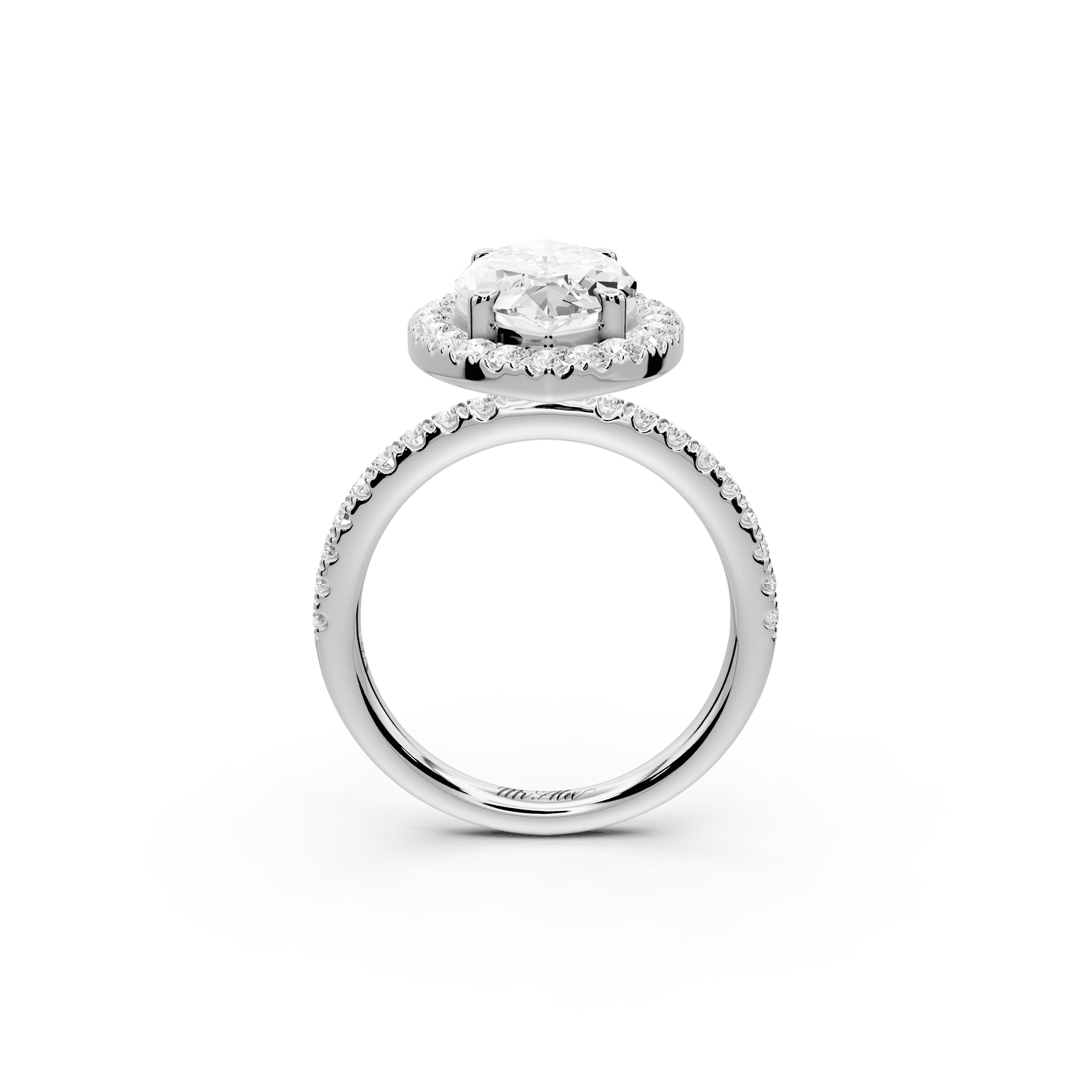 Marina - 3ct 14k white gold marquise halo pavé half band engagement ring - Mr. Alex Jewelry