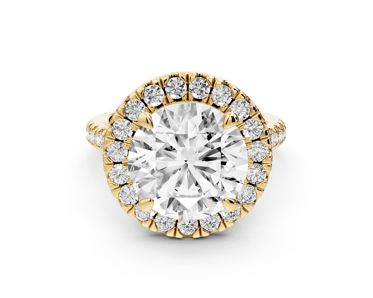 Marina - 3ct 14k yellow gold round halo pavé half band engagment ring - Mr. Alex Jewelry
