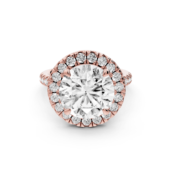 Marina - 3ct 18k rose gold round halo pavé half band engagment ring - Mr. Alex Jewelry