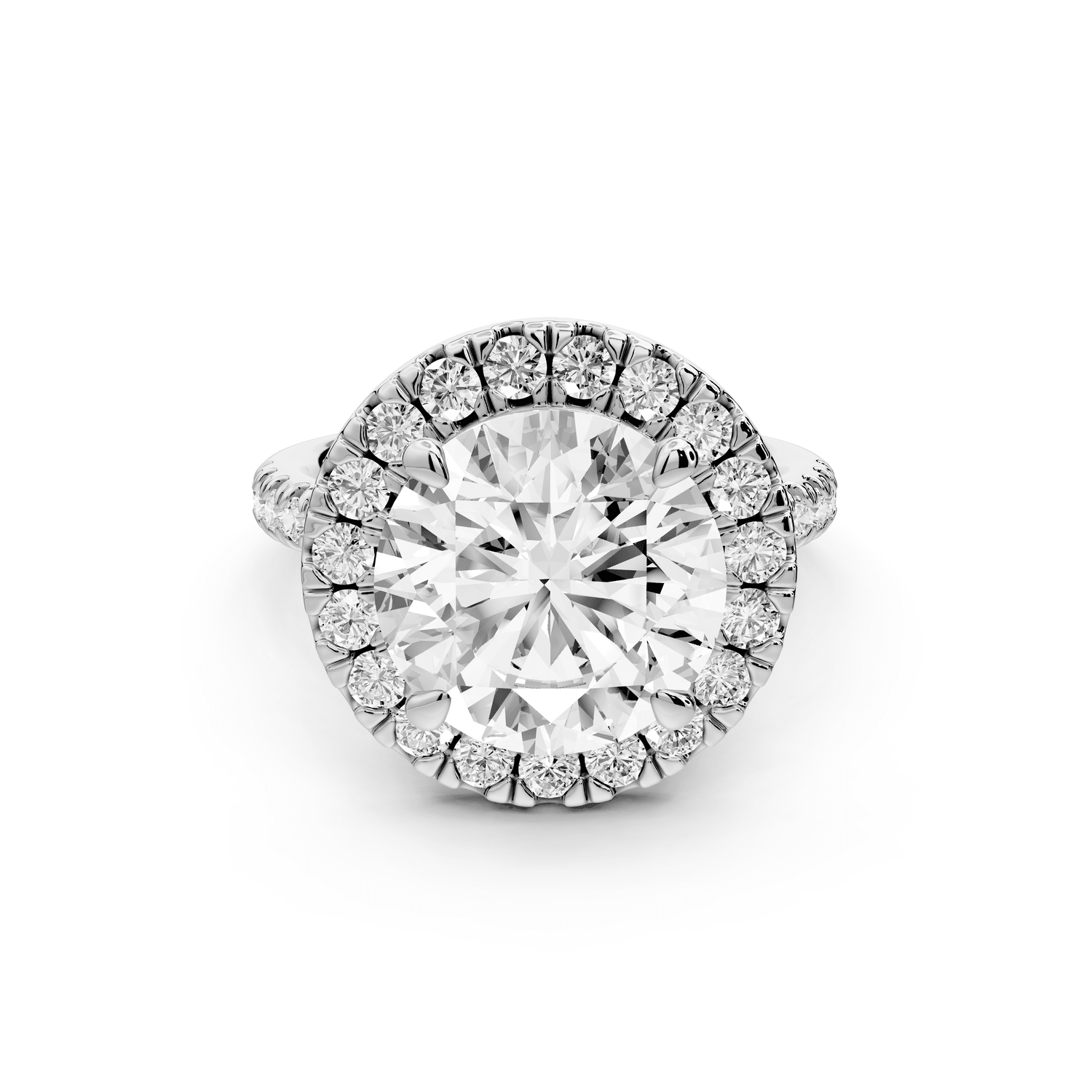 Marina - 3ct 18k white gold round halo pavé half band engagment ring - Mr. Alex Jewelry