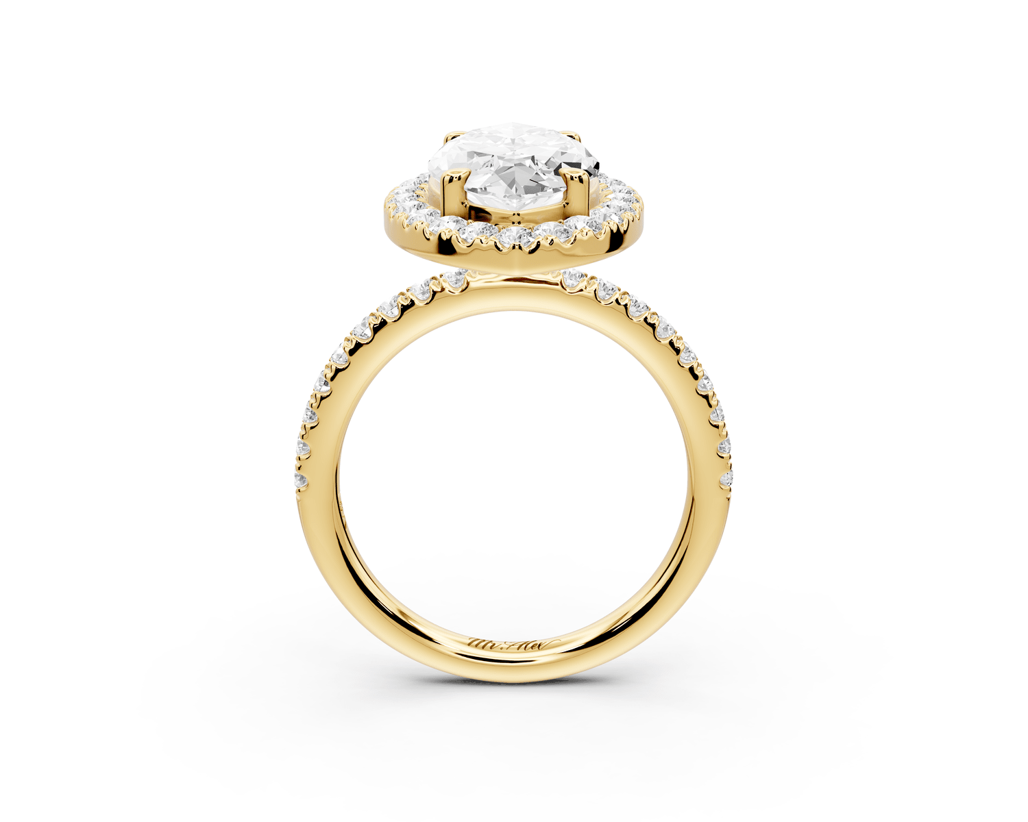 Marina - 3ct 18k yellow gold marquise halo pavé half band engagement ring - Mr. Alex Jewelry