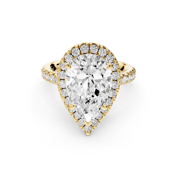 Marina - 3ct 18k yellow gold pear halo pavé half band engagment ring - Mr. Alex Jewelry
