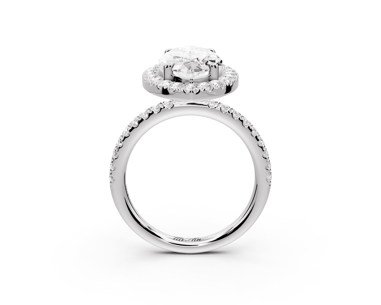 Marina - 3ct platinum marquise halo pavé half band engagement ring - Mr. Alex Jewelry