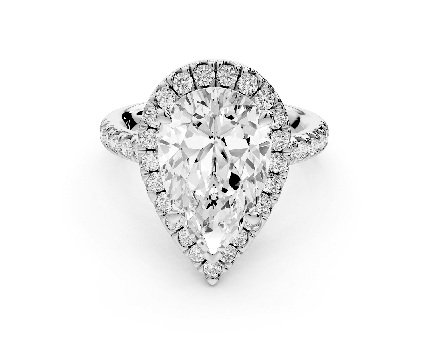 Marina - 3ct platinum pear halo pavé half band engagment ring - Mr. Alex Jewelry