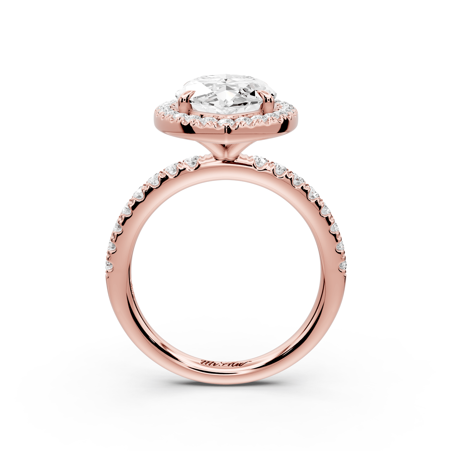 Marina - 4ct 14k rose gold marquise halo pavé half band engagement ring - Mr. Alex Jewelry