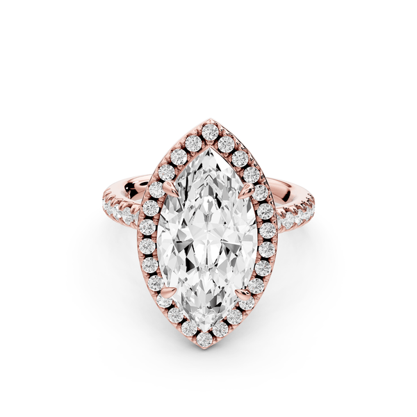 Marina - 4ct 14k rose gold marquise halo pavé half band engagement ring - Mr. Alex Jewelry