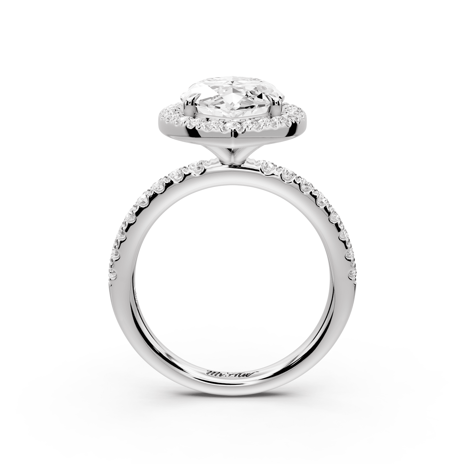 Marina - 4ct 14k white gold marquise halo pavé half band engagement ring - Mr. Alex Jewelry