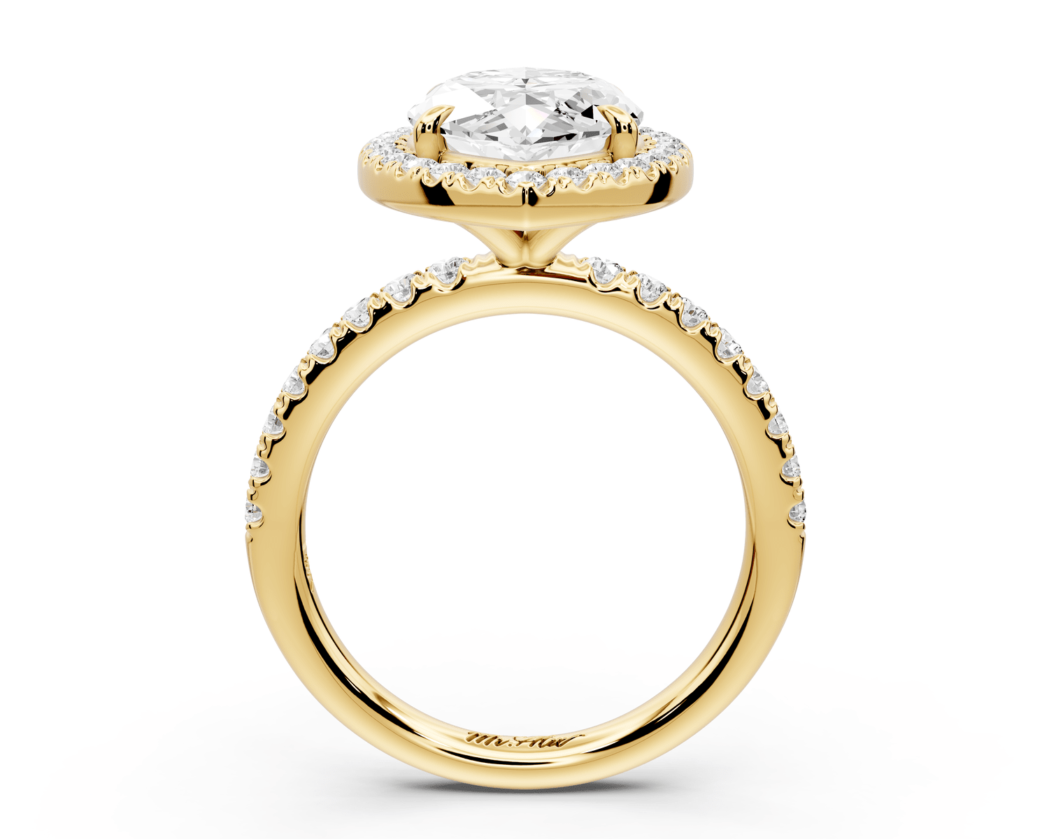 Marina - 4ct 14k yellow gold marquise halo pavé half band engagement ring - Mr. Alex Jewelry
