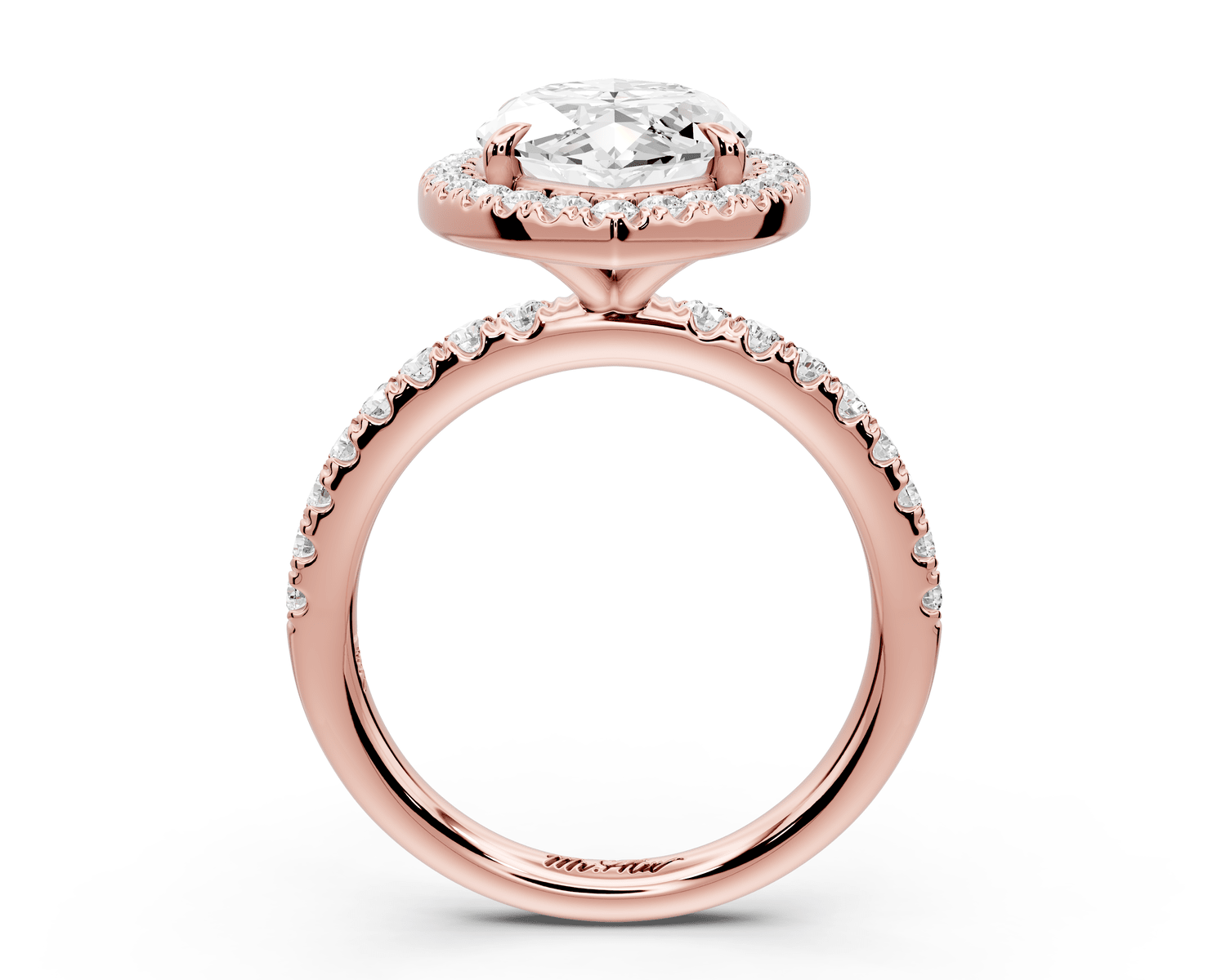 Marina - 4ct 18k rose gold marquise halo pavé half band engagement ring - Mr. Alex Jewelry