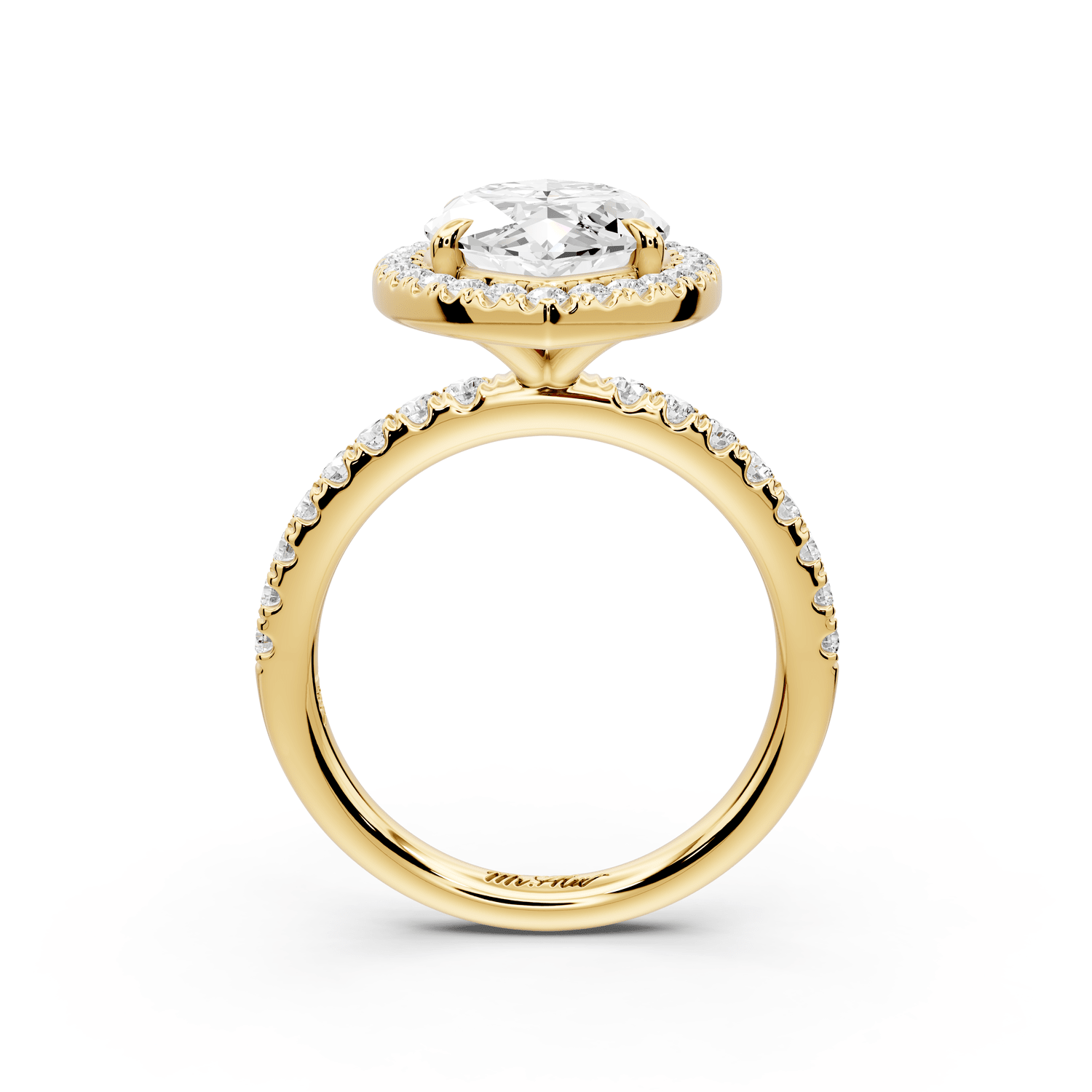 Marina - 4ct 18k yellow gold marquise halo pavé half band engagement ring - Mr. Alex Jewelry