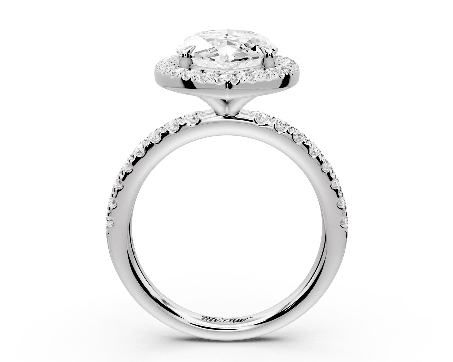 Marina - 4ct platinum marquise halo pavé half band engagement ring - Mr. Alex Jewelry