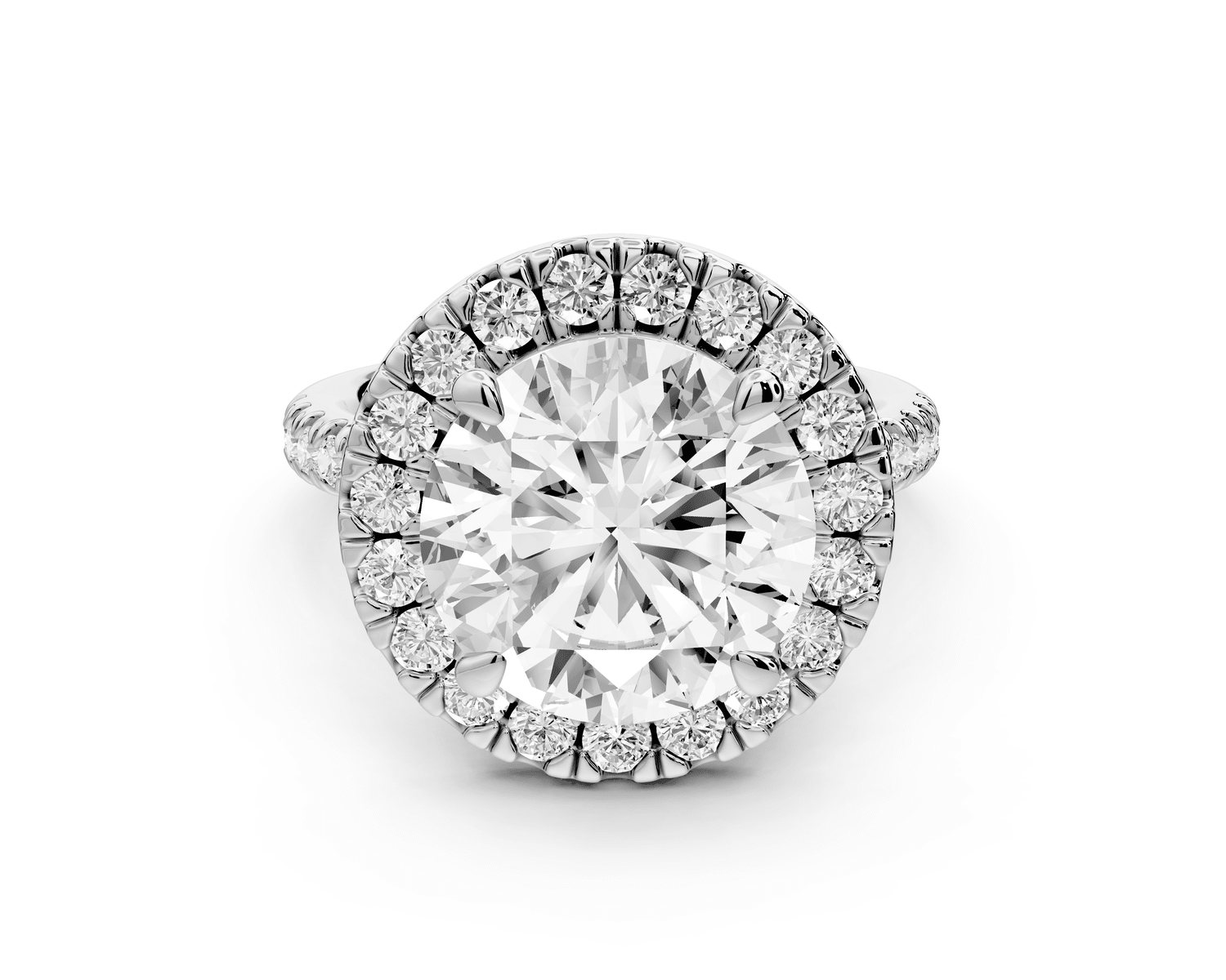 Marina - 4ct platinum round halo pavé half band engagment ring - Mr. Alex Jewelry