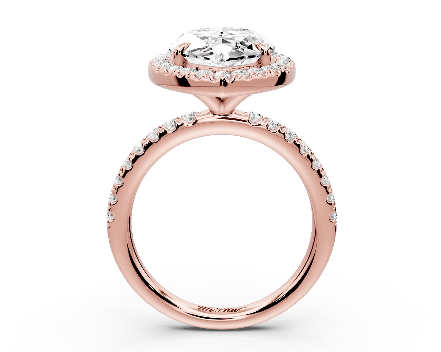 Marina - 5ct 14k rose gold marquise halo pavé half band engagement ring - Mr. Alex Jewelry