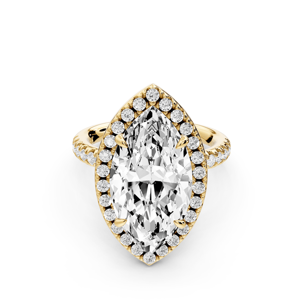 Marina - 5ct 14k yellow gold marquise halo pavé half band engagement ring - Mr. Alex Jewelry