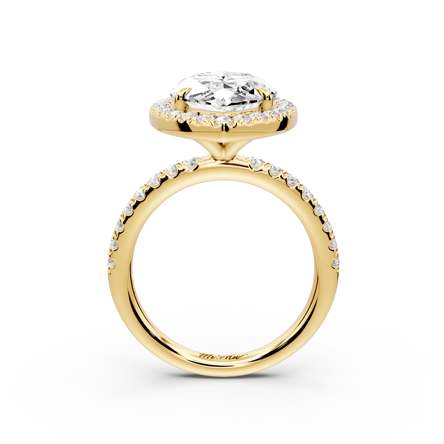 Marina - 5ct 14k yellow gold marquise halo pavé half band engagement ring - Mr. Alex Jewelry