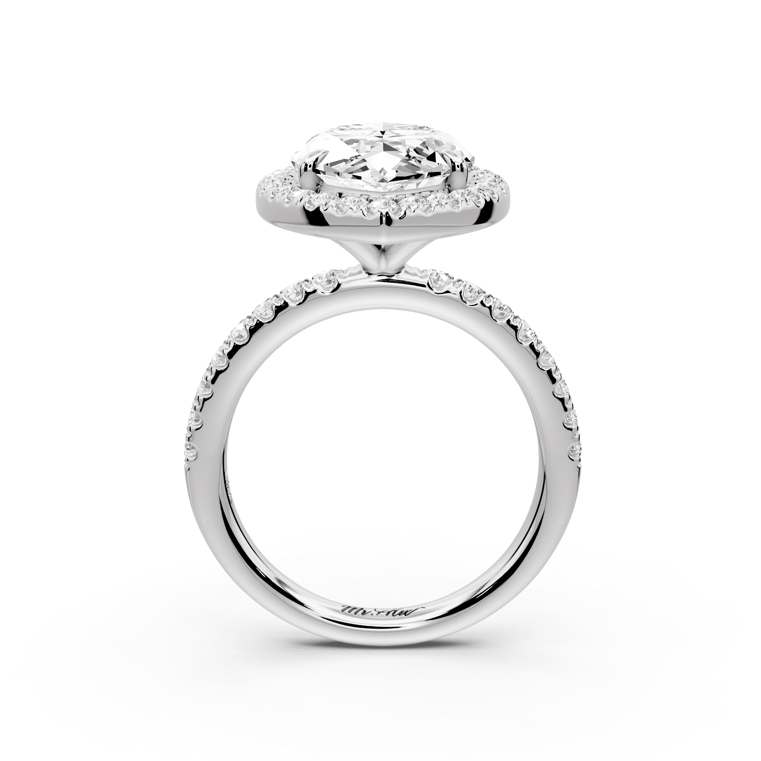 Marina - 5ct 18k white gold marquise halo pavé half band engagement ring - Mr. Alex Jewelry