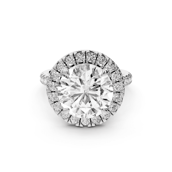 Marina - 5ct 18k white gold round halo pavé half band engagment ring - Mr. Alex Jewelry