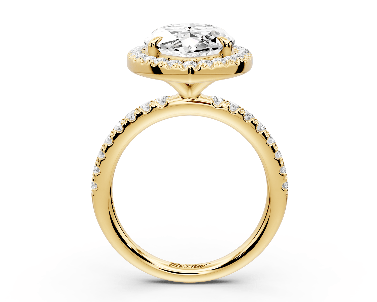 Marina - 5ct 18k yellow gold marquise halo pavé half band engagement ring - Mr. Alex Jewelry