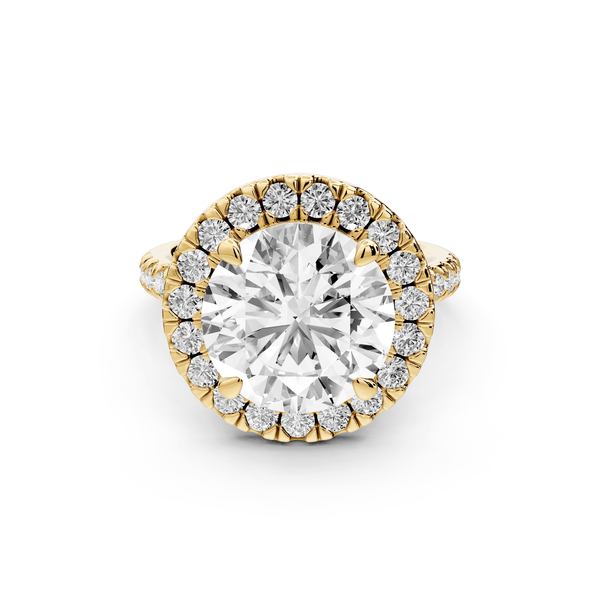 Marina - 5ct 18k yellow gold round halo pavé half band engagment ring - Mr. Alex Jewelry