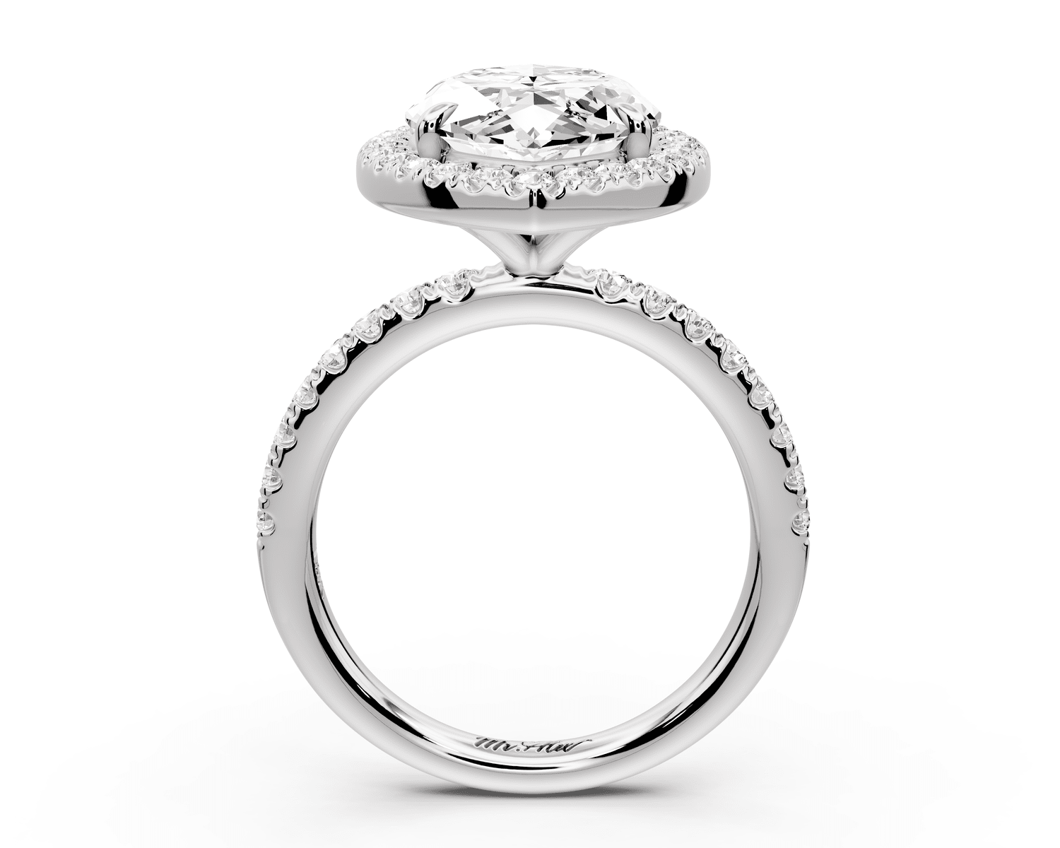 Marina - 5ct platinum marquise halo pavé half band engagement ring - Mr. Alex Jewelry