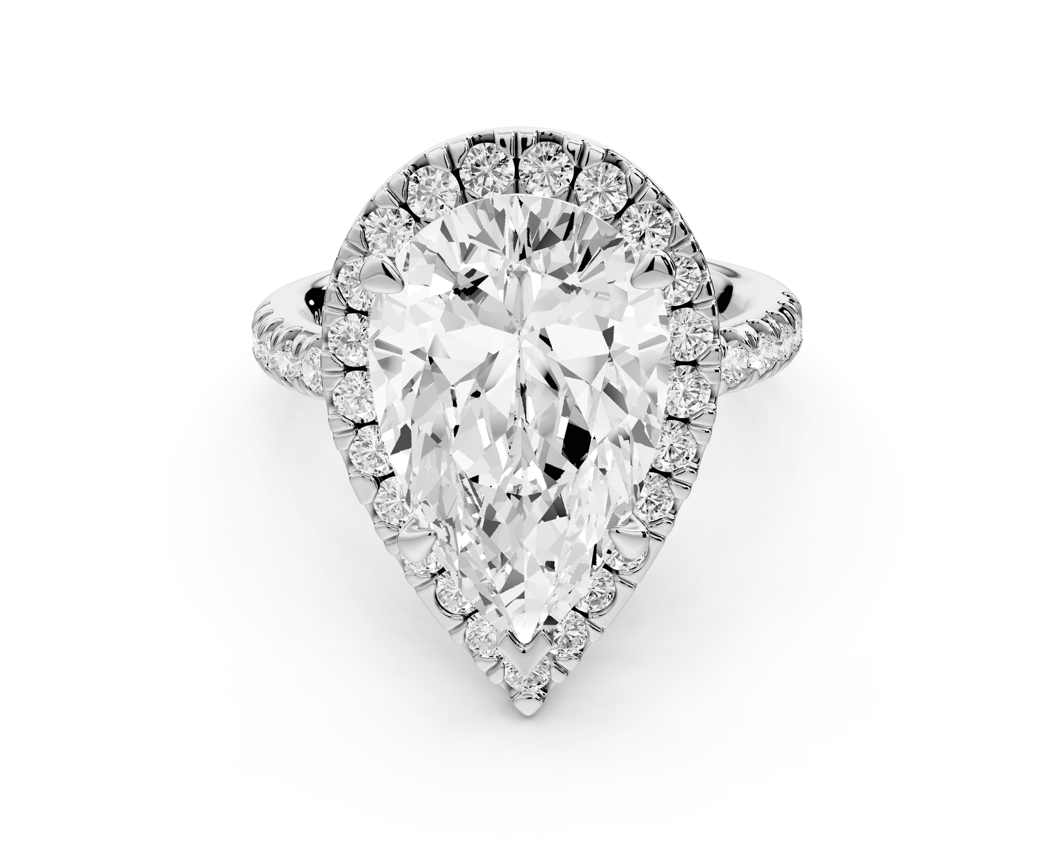 Marina - 5ct platinum pear halo pavé half band engagment ring - Mr. Alex Jewelry