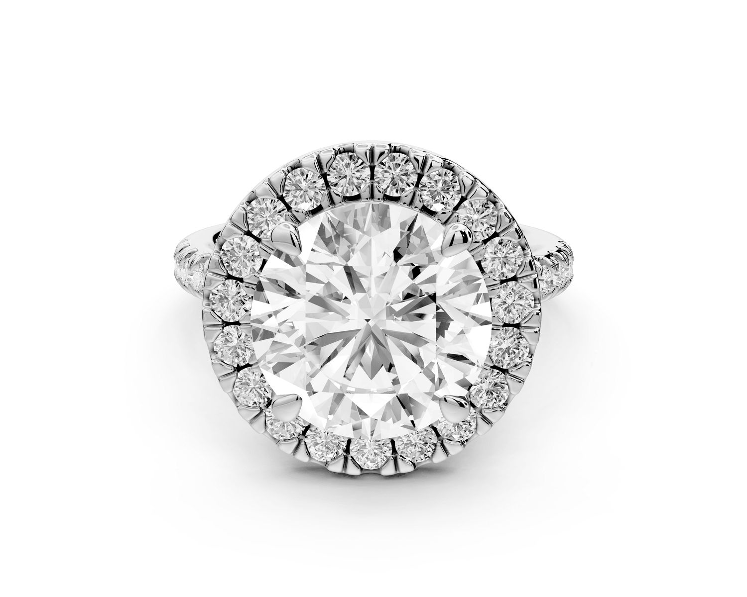 Marina - 5ct platinum round halo pavé half band engagment ring - Mr. Alex Jewelry