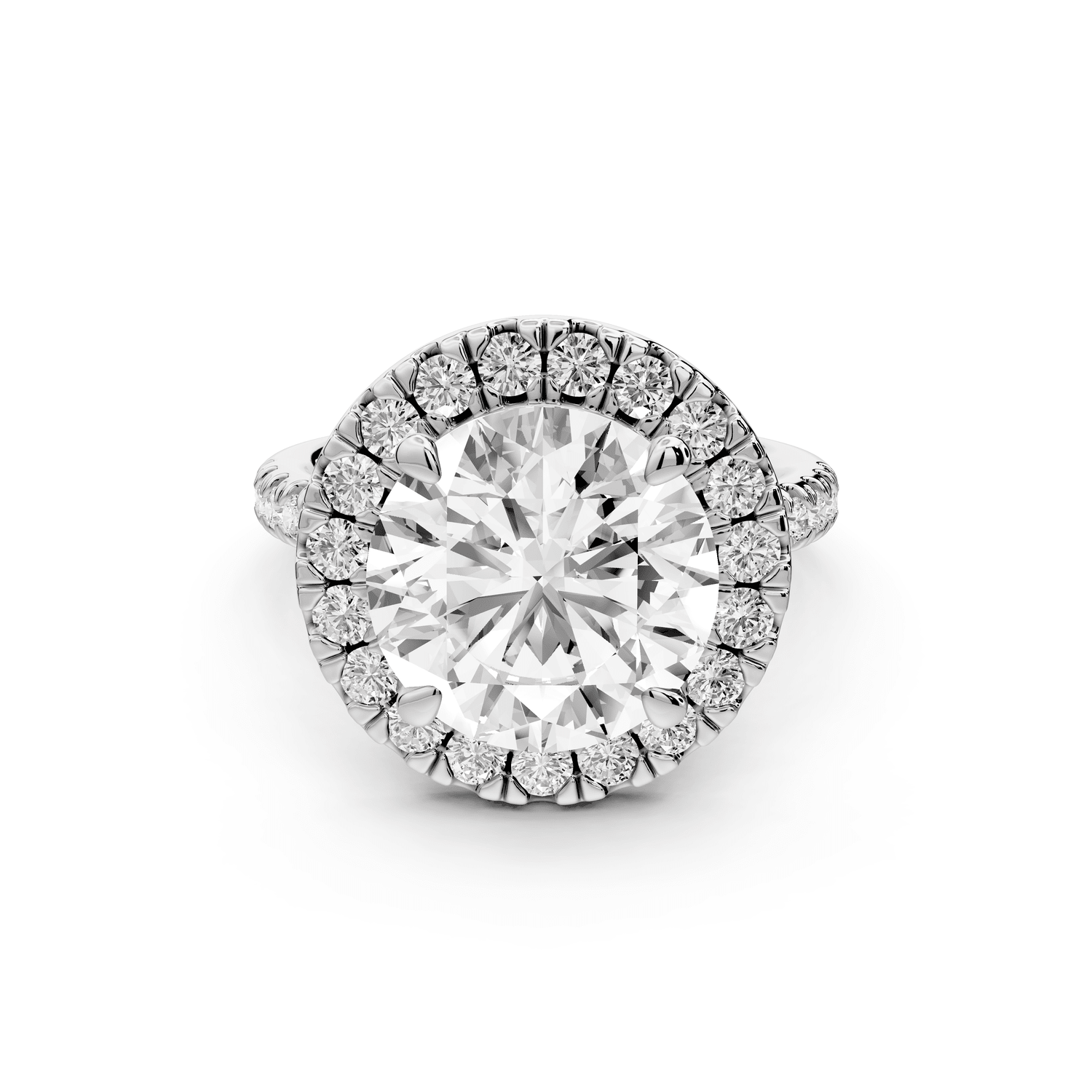 Marina - 5ct platinum round halo pavé half band engagment ring - Mr. Alex Jewelry