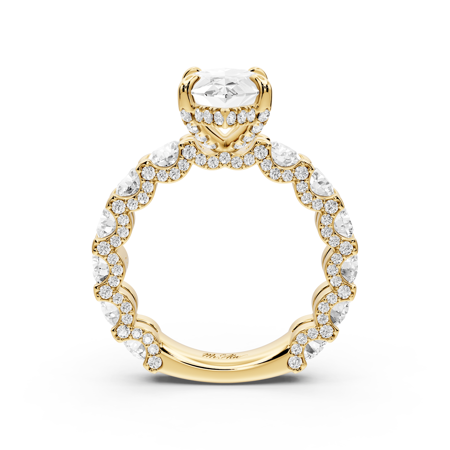 Maya - 3ct 14k yellow gold Marquise Hidden Halo Engagement Ring with Halo-Set Side Stones - Mr. Alex Jewelry