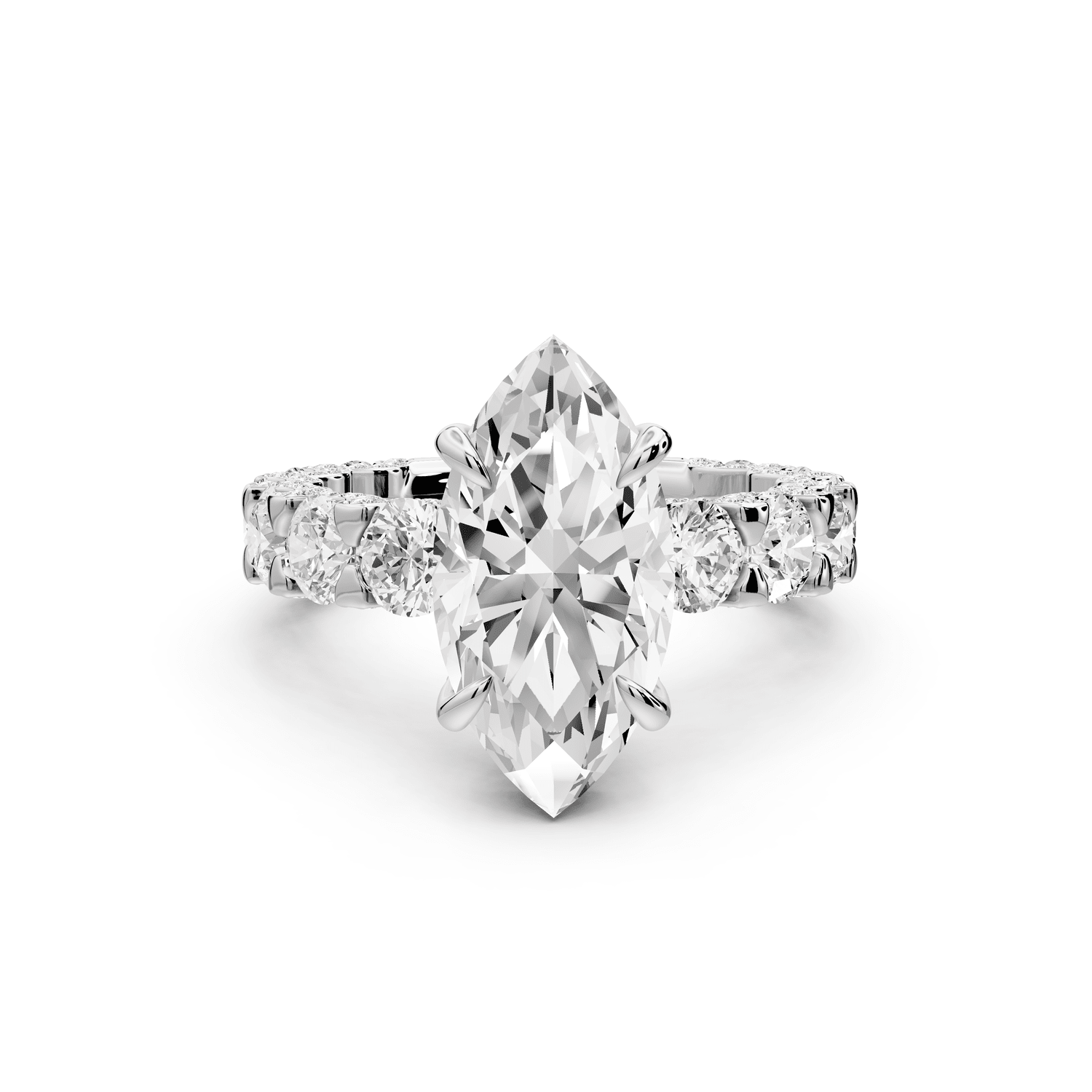 Maya - 3ct 18k white gold Marquise Hidden Halo Engagement Ring with Halo-Set Side Stones - Mr. Alex Jewelry
