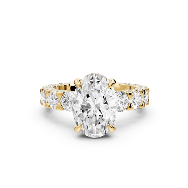 Maya - 3ct 18k yellow gold Oval Hidden Halo Engagement Ring with Halo-Set Side Stones - Mr. Alex Jewelry