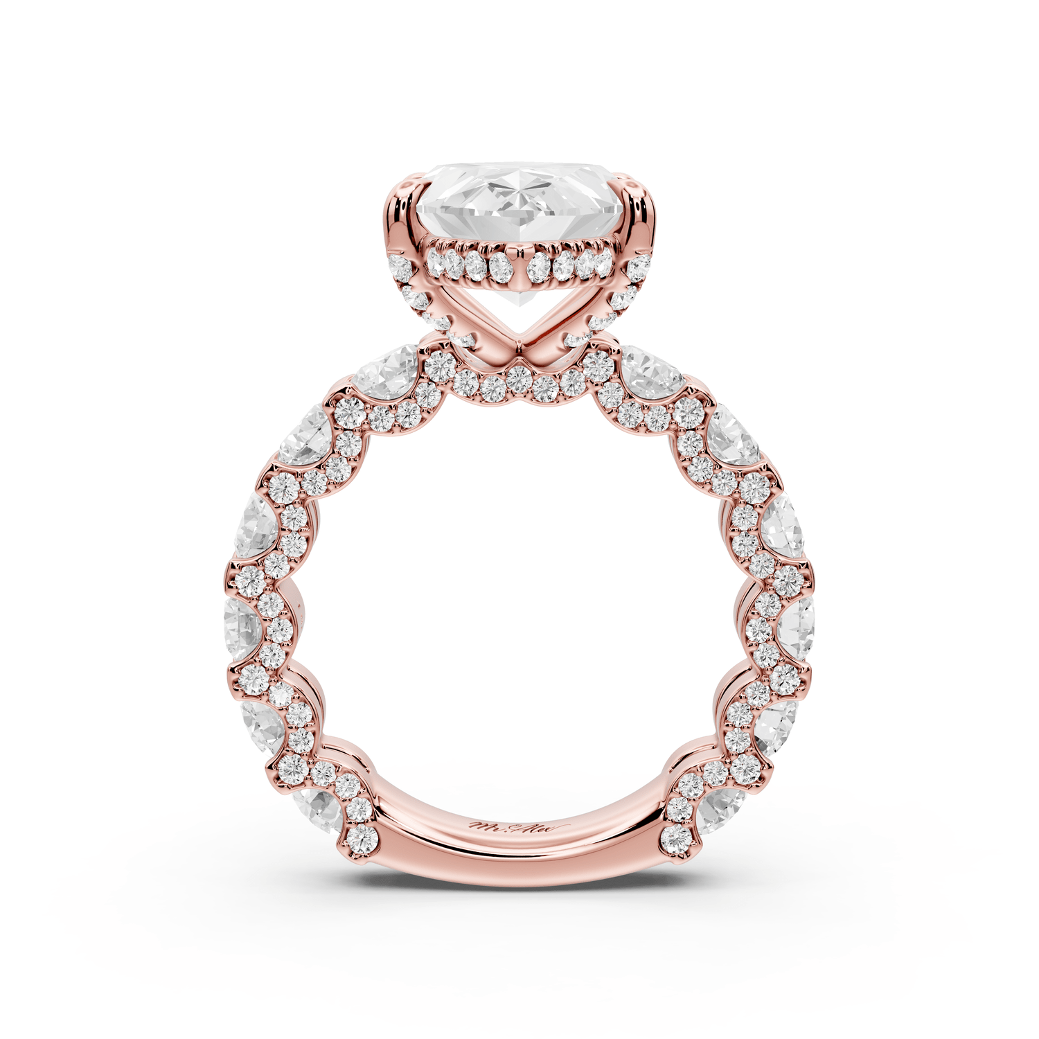 Maya - 5ct 14k rose gold Marquise Hidden Halo Engagement Ring with Halo-Set Side Stones - Mr. Alex Jewelry
