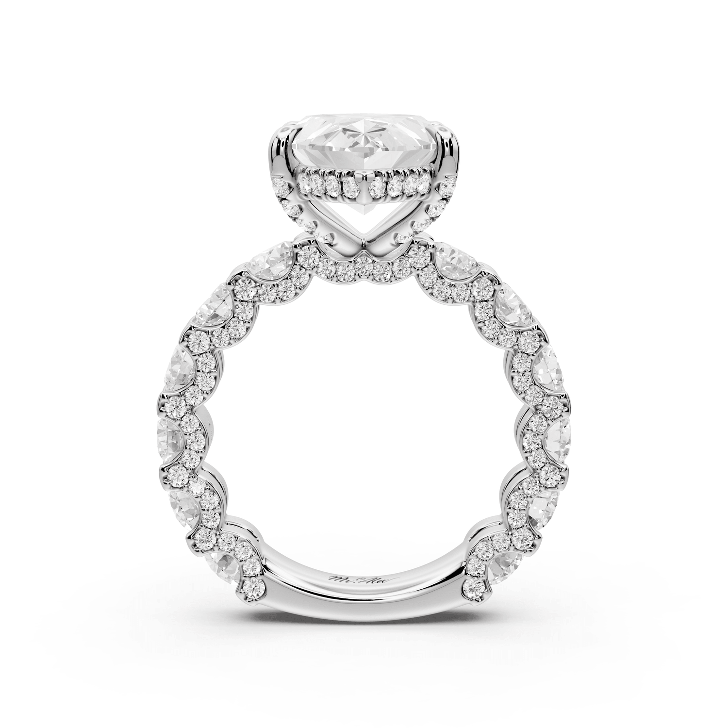 Maya - 5ct 14k white gold Marquise Hidden Halo Engagement Ring with Halo-Set Side Stones - Mr. Alex Jewelry