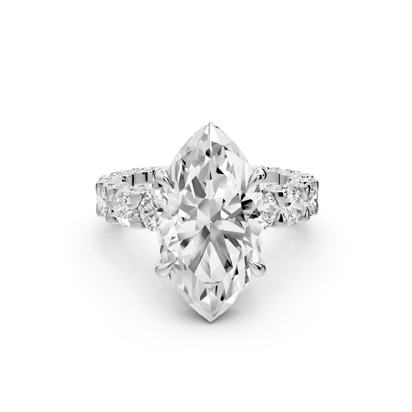 Maya - 5ct 14k white gold Marquise Hidden Halo Engagement Ring with Halo-Set Side Stones - Mr. Alex Jewelry
