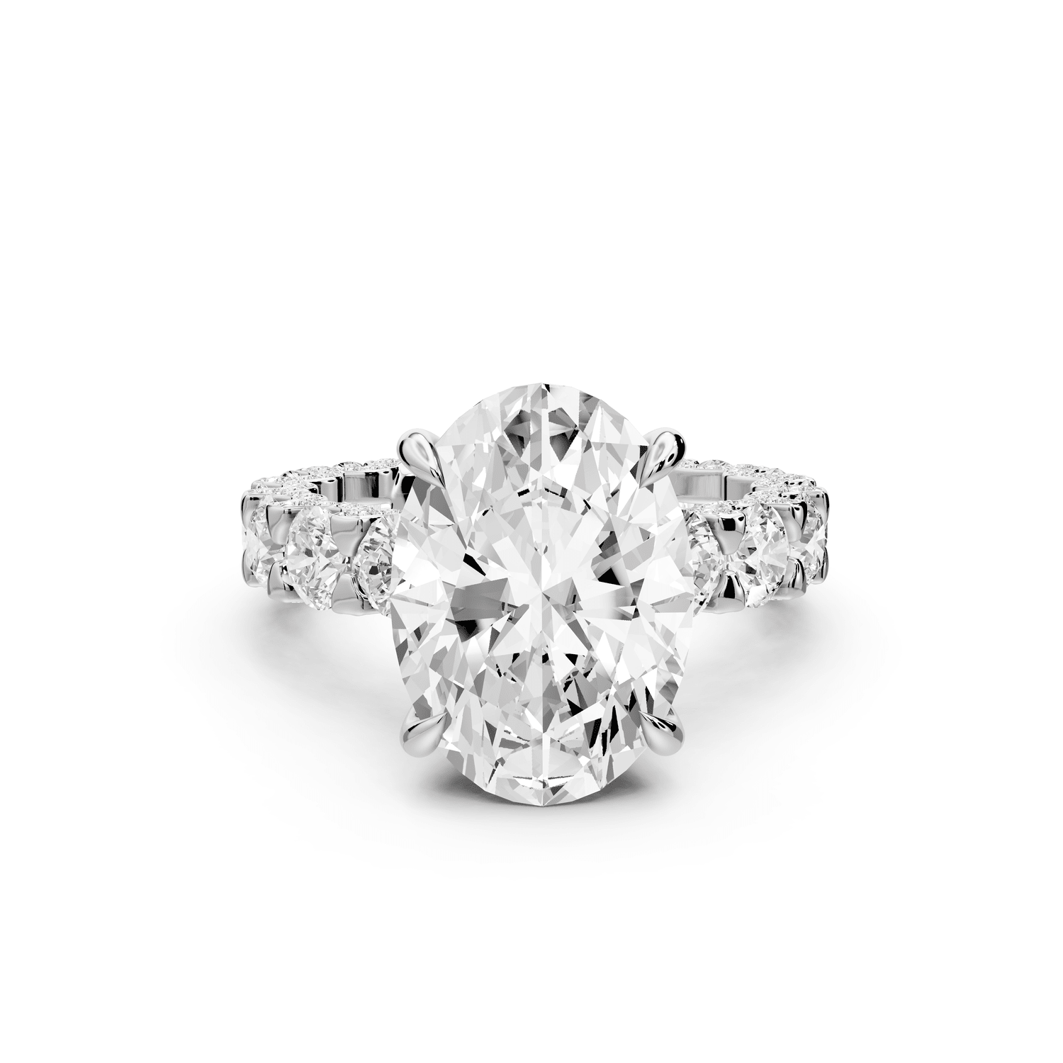 Maya - 5ct 14k white gold Oval Hidden Halo Engagement Ring with Halo-Set Side Stones - Mr. Alex Jewelry