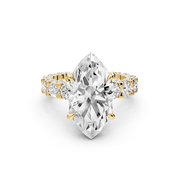 Maya - 5ct 14k yellow gold Marquise Hidden Halo Engagement Ring with Halo-Set Side Stones - Mr. Alex Jewelry