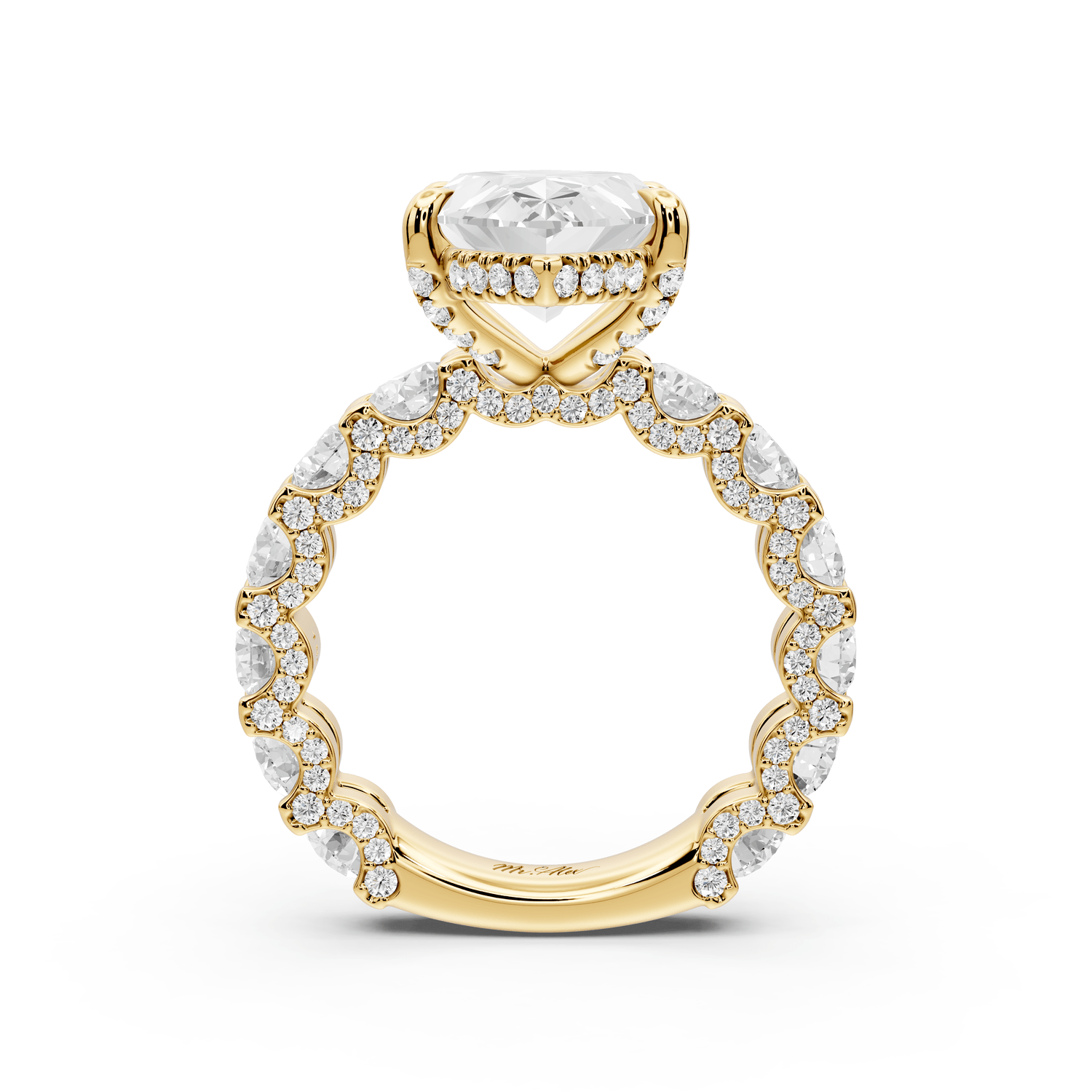 Maya - 5ct 14k yellow gold Marquise Hidden Halo Engagement Ring with Halo-Set Side Stones - Mr. Alex Jewelry