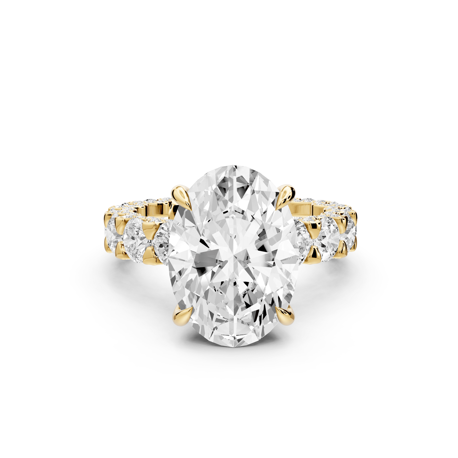 Maya - 5ct 14k yellow gold Oval Hidden Halo Engagement Ring with Halo-Set Side Stones - Mr. Alex Jewelry