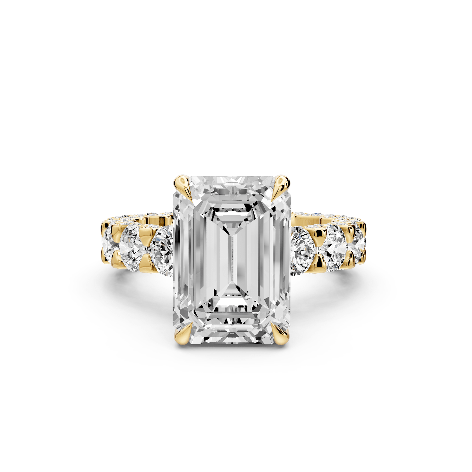 Maya - 5ct 18k yellow gold Emerald Hidden Halo Engagement Ring with Halo-Set Side Stones - Mr. Alex Jewelry