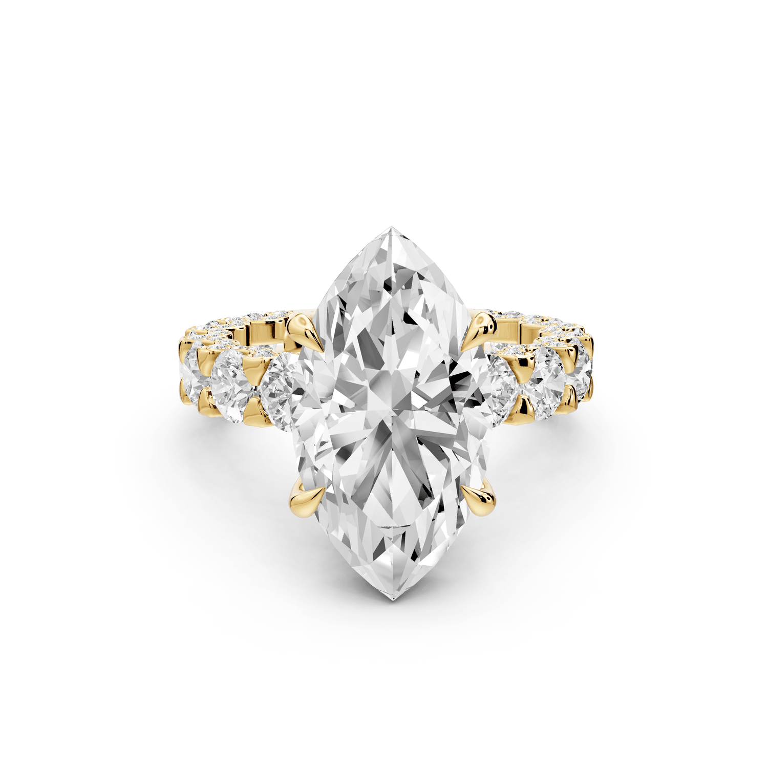 Maya - 5ct 18k yellow gold Marquise Hidden Halo Engagement Ring with Halo-Set Side Stones - Mr. Alex Jewelry