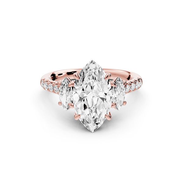 Mia - 2ct 14k rose gold marquise Trellis Basket Diamond Pavé half band Engagement Ring - Mr. Alex Jewelry