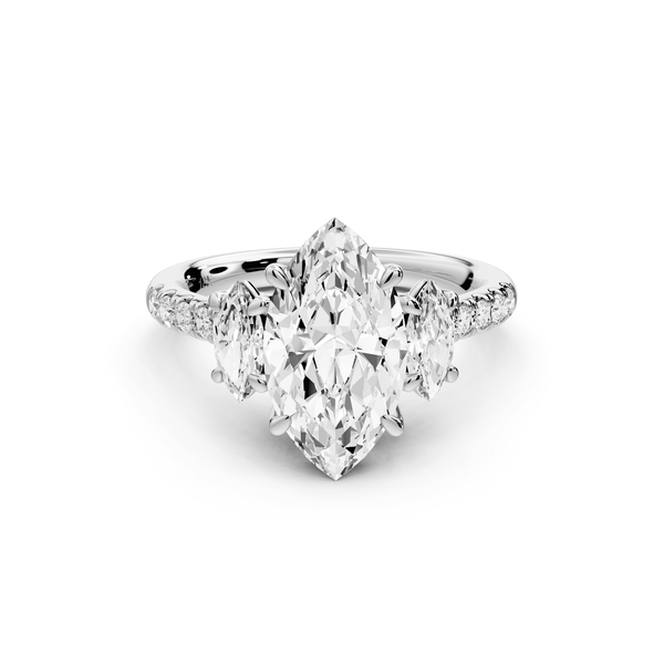 Mia - 2ct 14k white gold marquise Trellis Basket Diamond Pavé half band Engagement Ring - Mr. Alex Jewelry