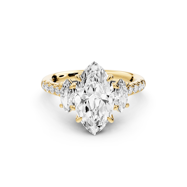Mia - 2ct 14k yellow gold marquise Trellis Basket Diamond Pavé half band Engagement Ring - Mr. Alex Jewelry