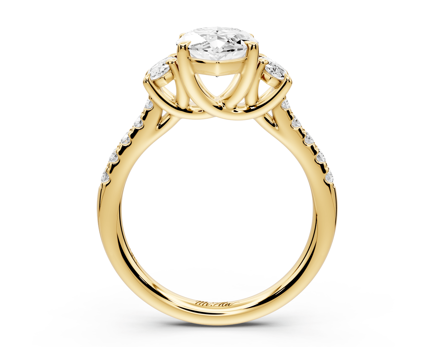 Mia - 2ct 14k yellow gold marquise Trellis Basket Diamond Pavé half band Engagement Ring - Mr. Alex Jewelry