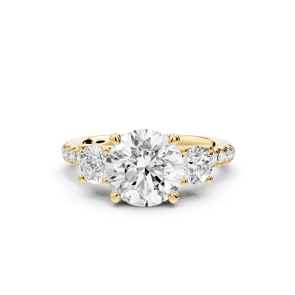 Mia - 2ct 14k yellow gold round Trellis Basket Diamond Pavé half band Engagement Ring - Mr. Alex Jewelry