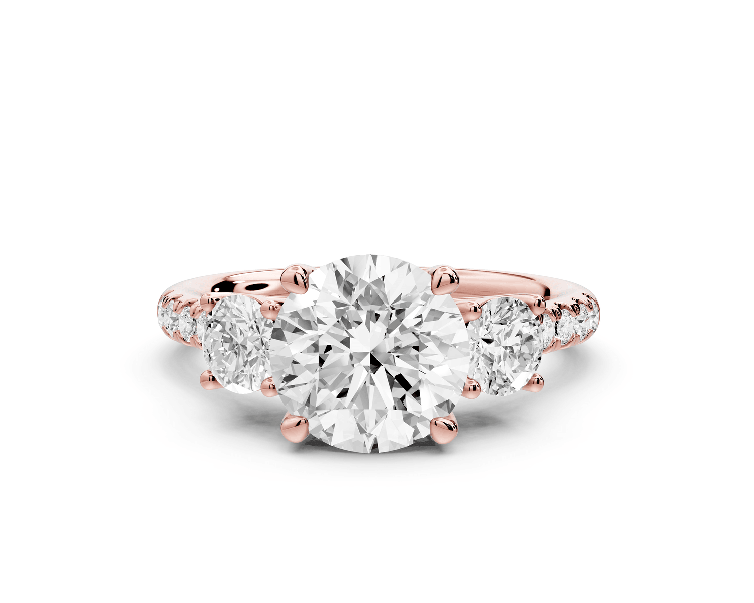 Mia - 2ct 18k rose gold round Trellis Basket Diamond Pavé half band Engagement Ring - Mr. Alex Jewelry