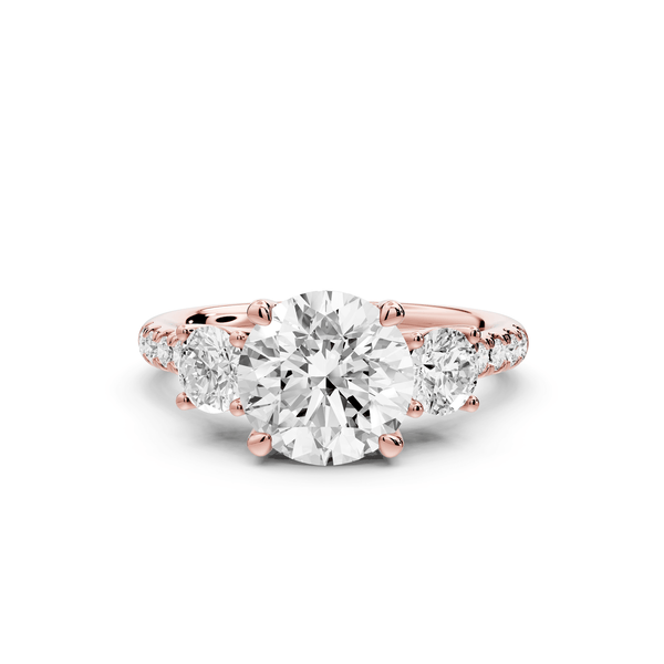 Mia - 2ct 18k rose gold round Trellis Basket Diamond Pavé half band Engagement Ring - Mr. Alex Jewelry