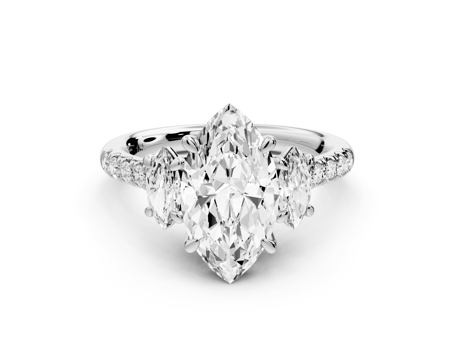 Mia - 2ct 18k white gold marquise Trellis Basket Diamond Pavé half band Engagement Ring - Mr. Alex Jewelry