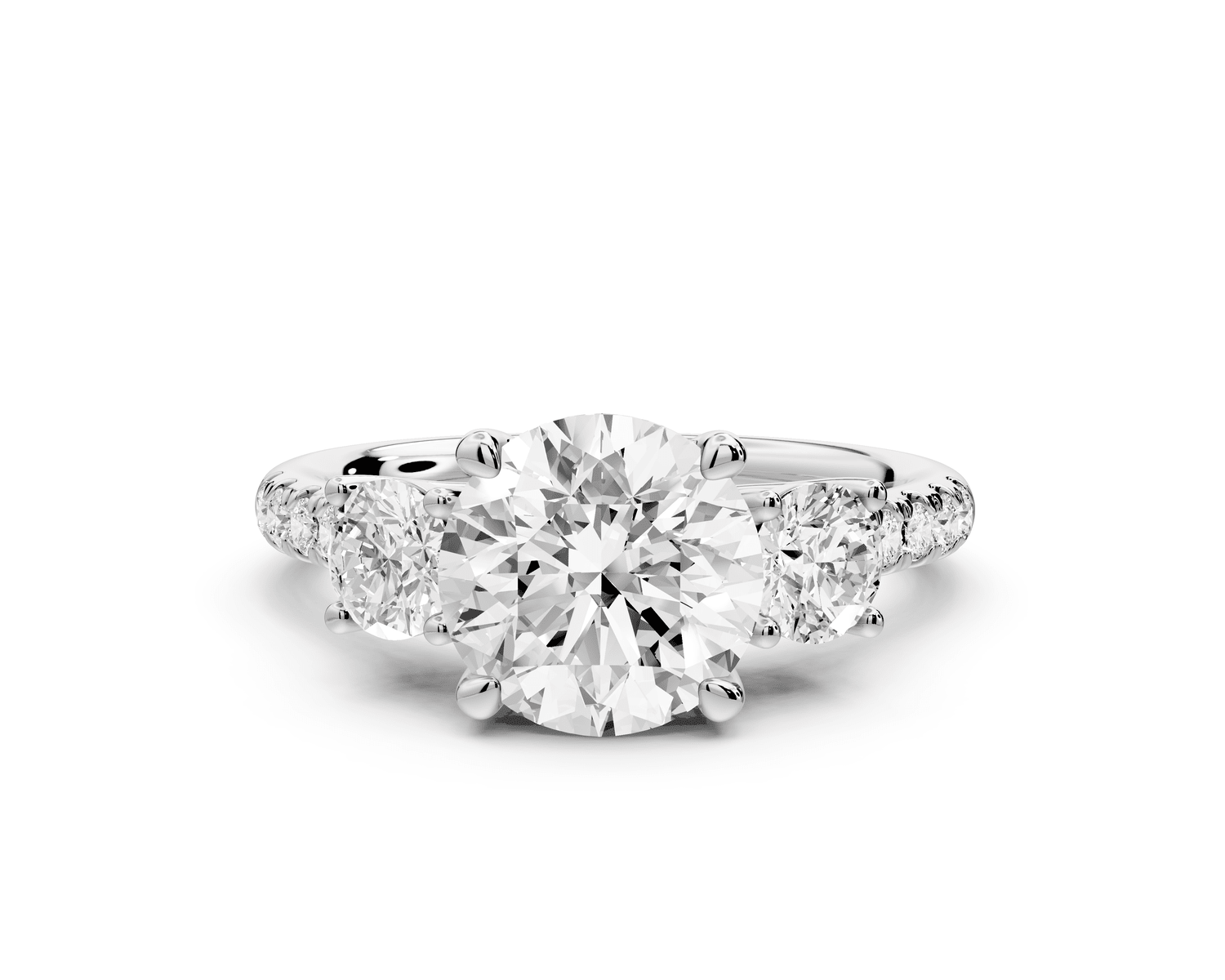 Mia - 2ct 18k white gold round Trellis Basket Diamond Pavé half band Engagement Ring - Mr. Alex Jewelry