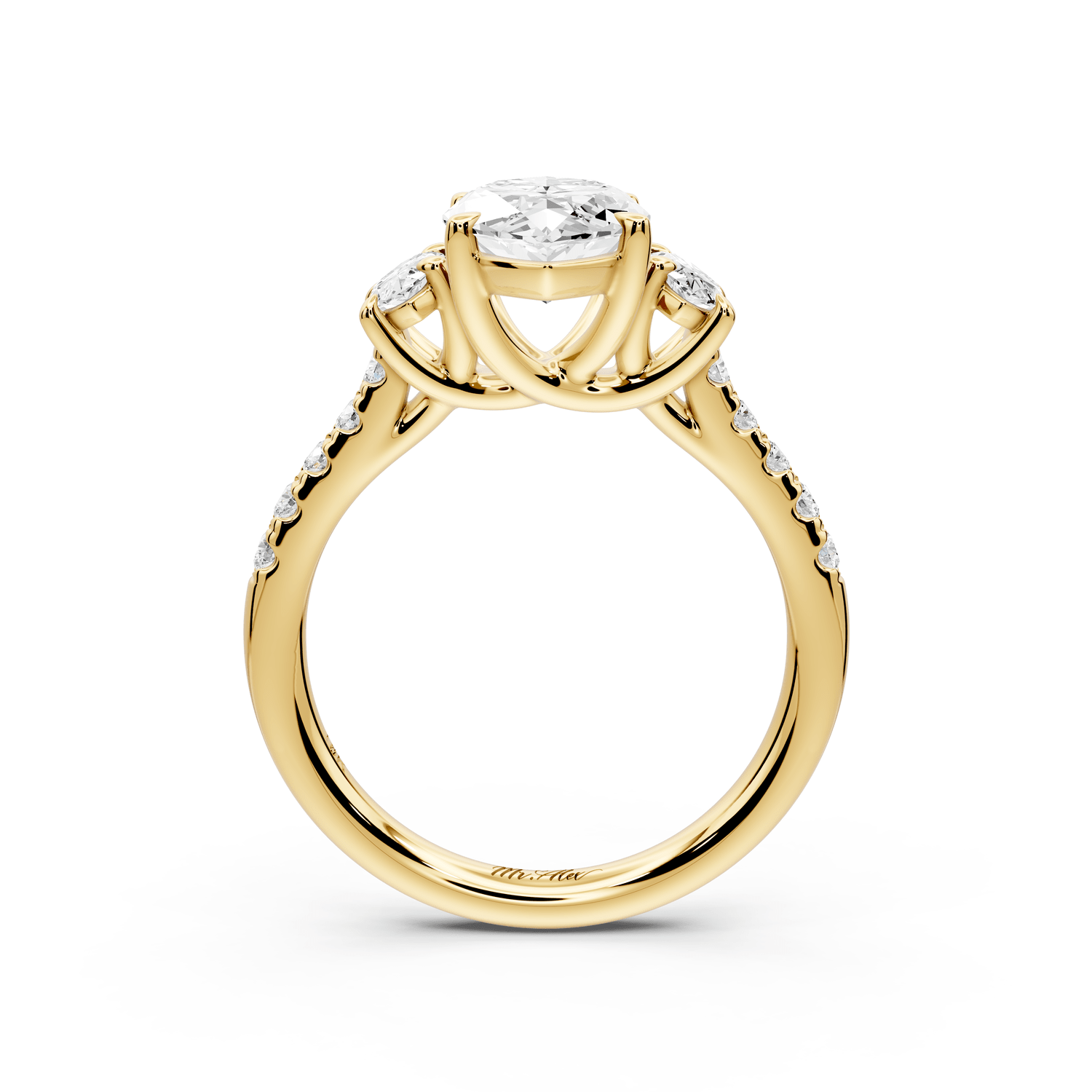 Mia - 2ct 18k yellow gold marquise Trellis Basket Diamond Pavé half band Engagement Ring - Mr. Alex Jewelry