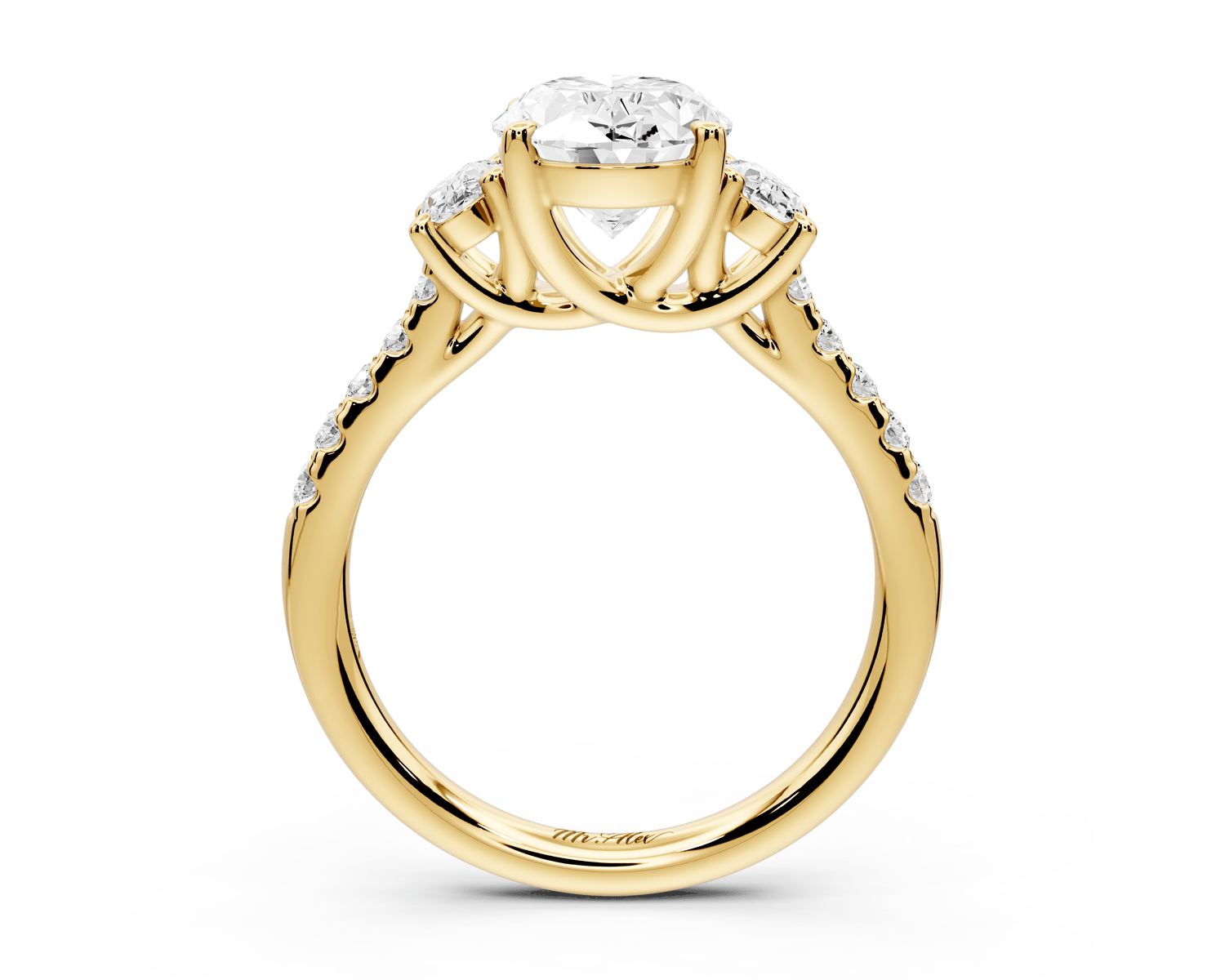 Mia - 2ct 18k yellow gold oval Trellis Basket Diamond Pavé half band Engagement Ring - Mr. Alex Jewelry